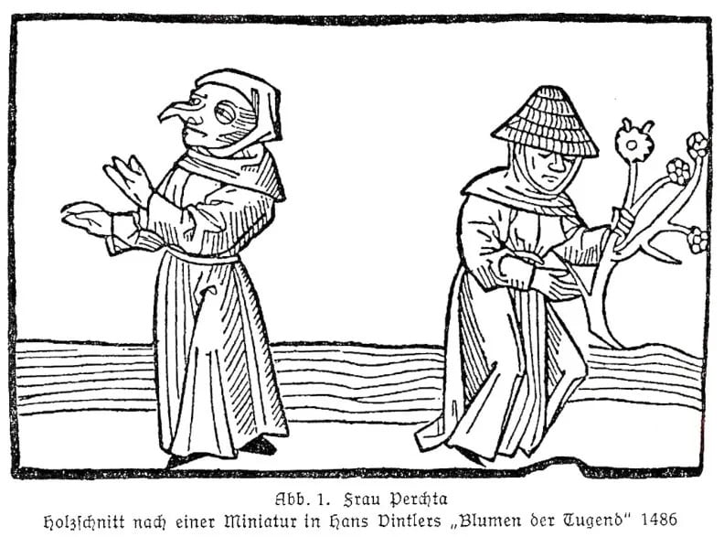 Frau Pertcha in Hans Vintler’s 1486 Die Pluemen der Tugent.