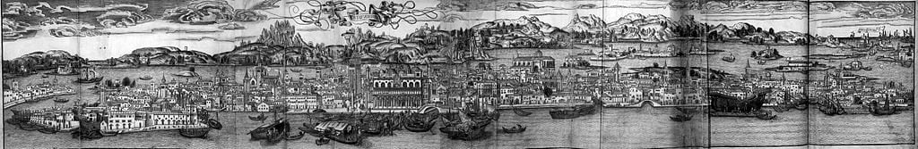 Map of Venice, 15th century. Voyages en Italie, Bernhard von Breydenbach. Bibliothèque nationale de France (BnF).