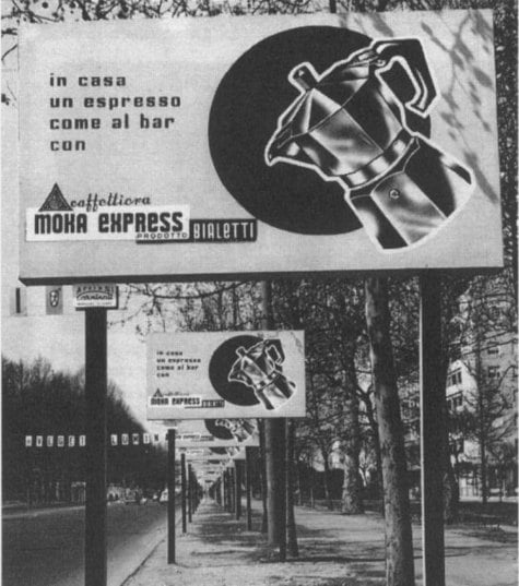 Billboards during the Trade Fair in Milano: In the house, espresso just like the bar.