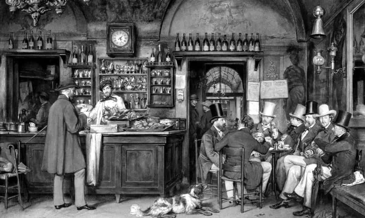 Ludwig Passini. Artists in cafe Greco. Rome.
