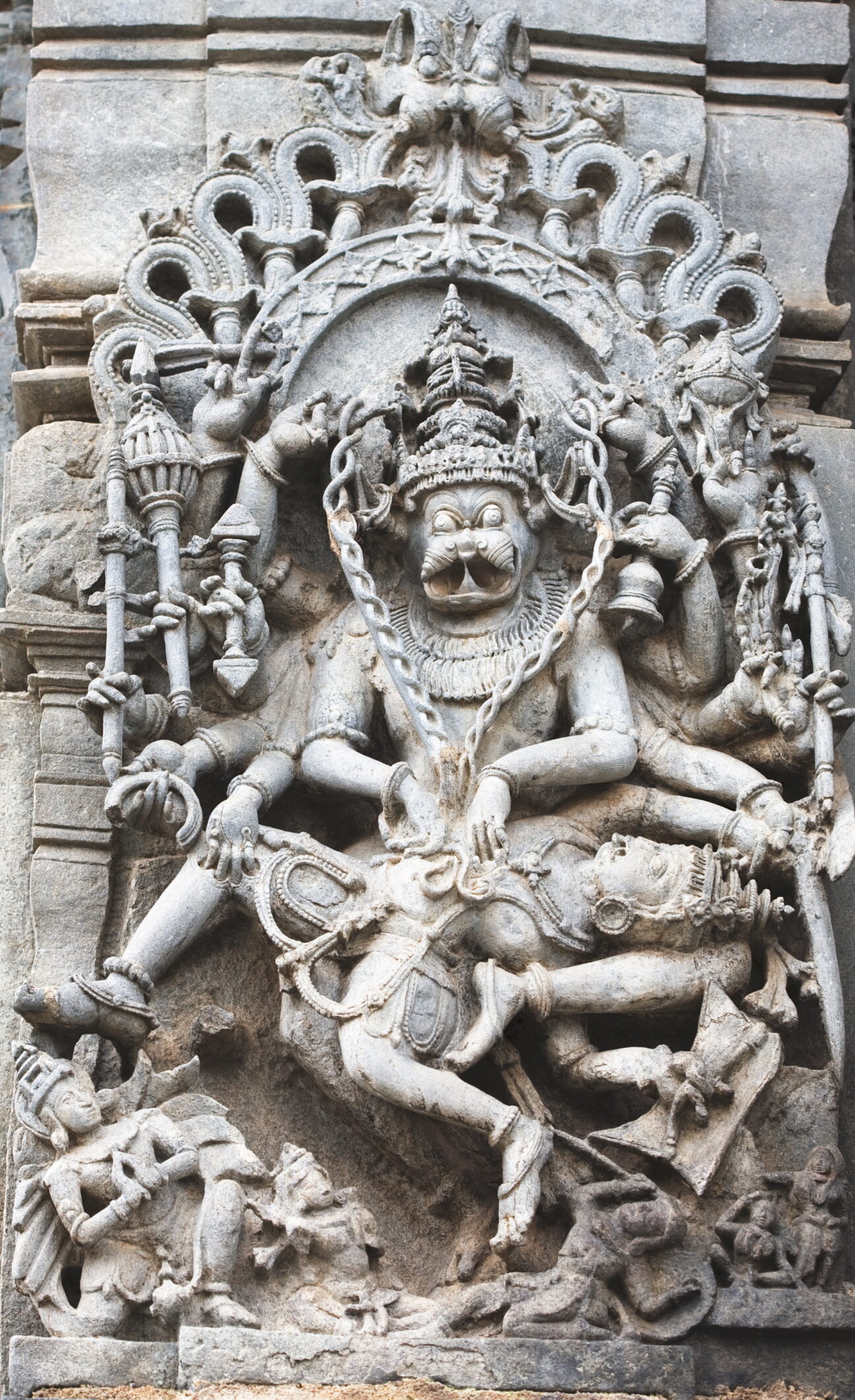 Relief of Narasimha avatar of Vishnu in Chennakesava temple. Relief of Narasimha avatar of Vishnu in Chennakesava temple.