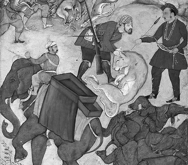 Salim (the future emperor Jahangir) Kills Rhinoceros and a Lion Salim (the future emperor Jahangir) Kills Rhinoceros and a Lion