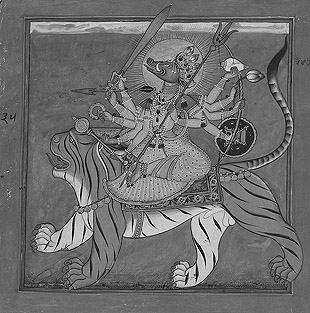 Varahi seated on tiger. Folio 35 from the Tantric Devi series. 