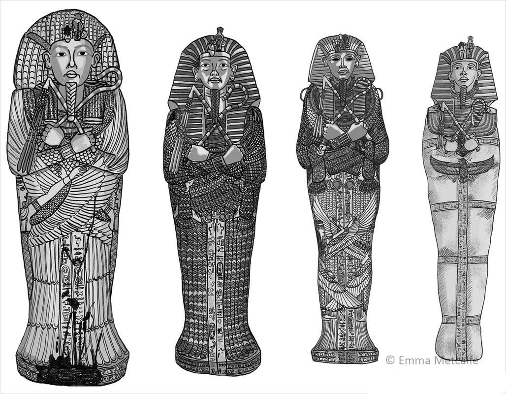 Tutankhamun’s sarcophagus, coffins and funerary mask